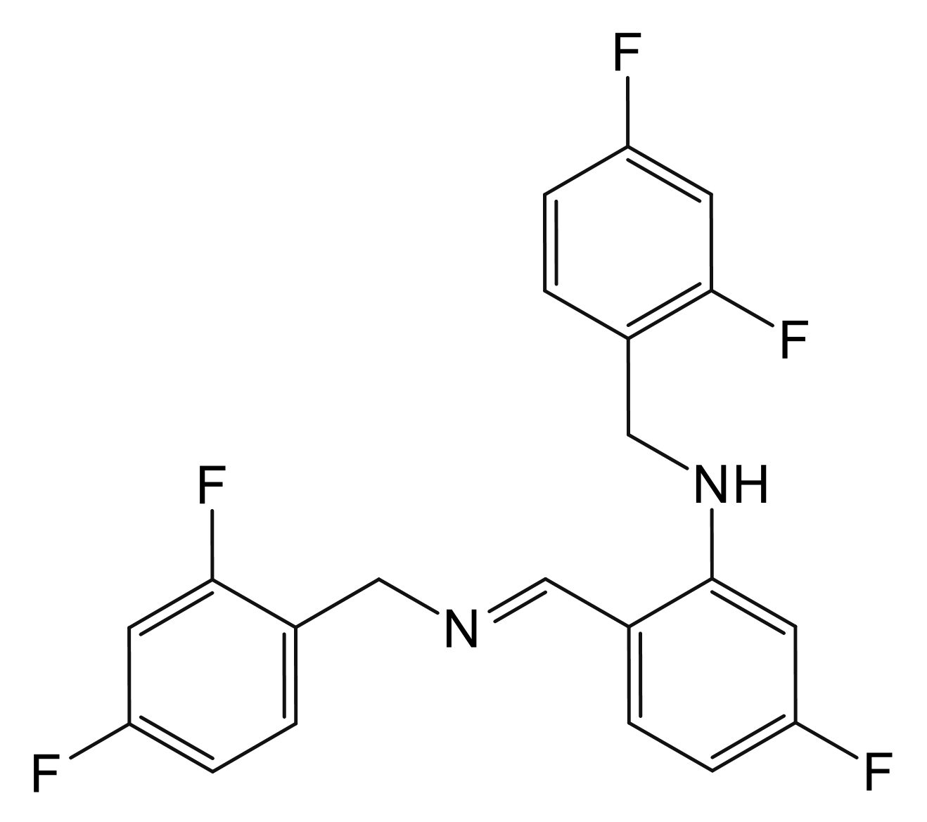 (1E)-N-[(2,4-difluorophenyl)methyl]-1-(2-{[(2,4-difluorophenyl)methyl]amino}-4-fluorophenyl)methanimine