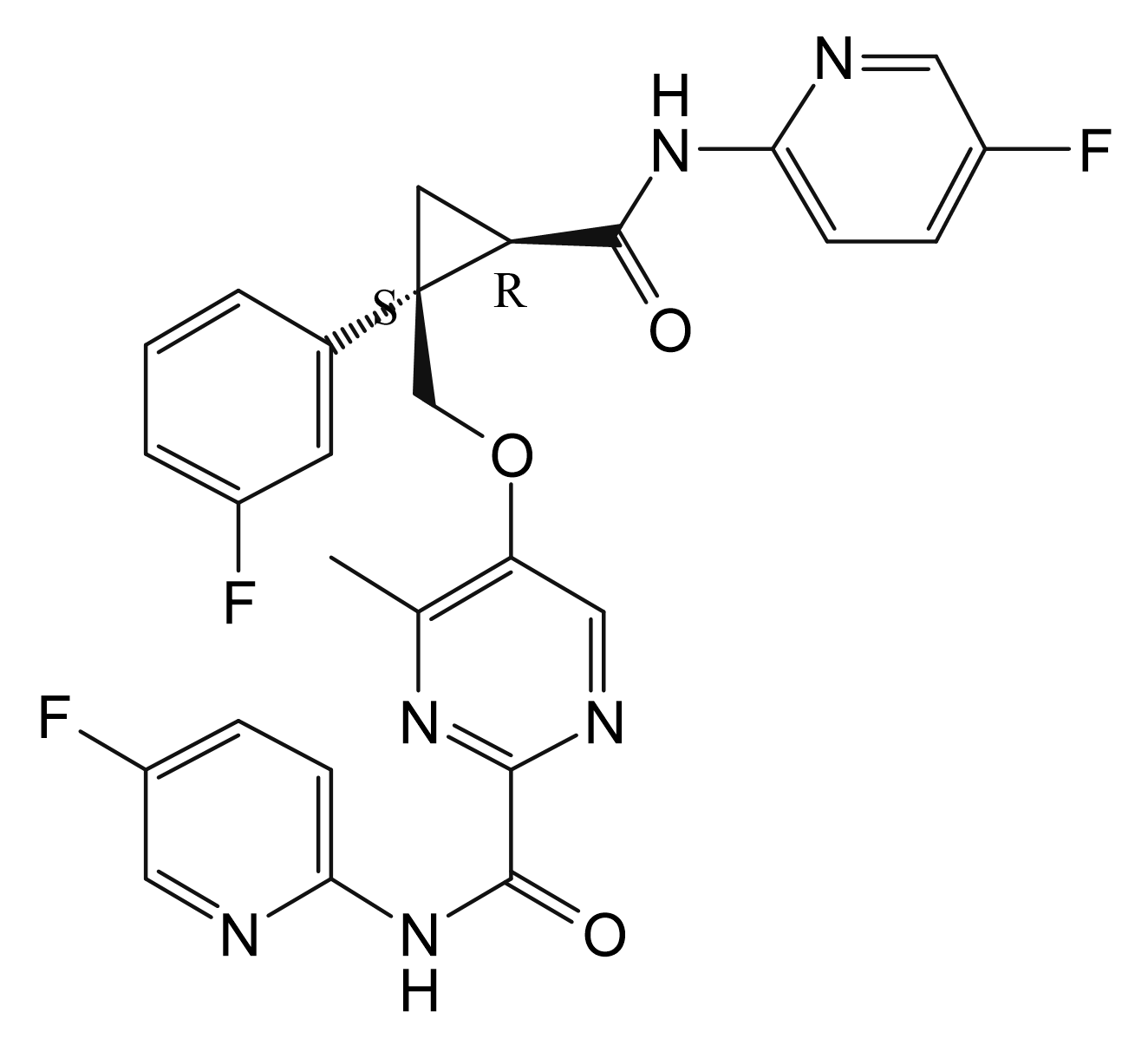 (1R,2S)-2-(3-fluorophenyl)-N-(5-fluoropyridin-2-yl)-2-{[(2-{[(5-fluoropyridin-2-yl)amino]carbonyl}-4-methylpyrimidin-5-yl)oxy]methyl}cyclopropanecarboxamide