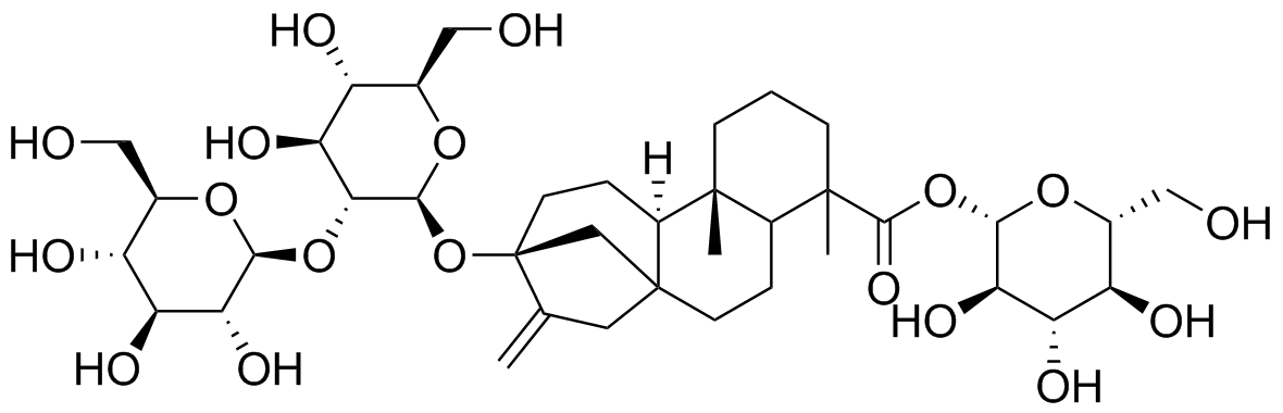 (2S,3R,4S,5S,6R)-3,4,5-trihydroxy-6-(hydroxymethyl)tetrahydropyran-2-yl (1R,4S,5R,9S,10R,13S)-13-{[(2S,3R,4S,5S,6R)-4,5-dihydroxy-6-(hydroxymethyl)-3-{[(2S,3R,4S,5S,6R)-3,4,5-trihydroxy-6-(hydroxymethyl)-3,4,5,6-tetrahydro-2H-pyran-2-yl]oxy}-3,4,5,6-tetrahydro-2H-pyran-2-yl]oxy}-5,9-dimethyl-14-methylidenetetracyclo[11.2.1.01,10.04,9]hexadecane-5-carboxylate